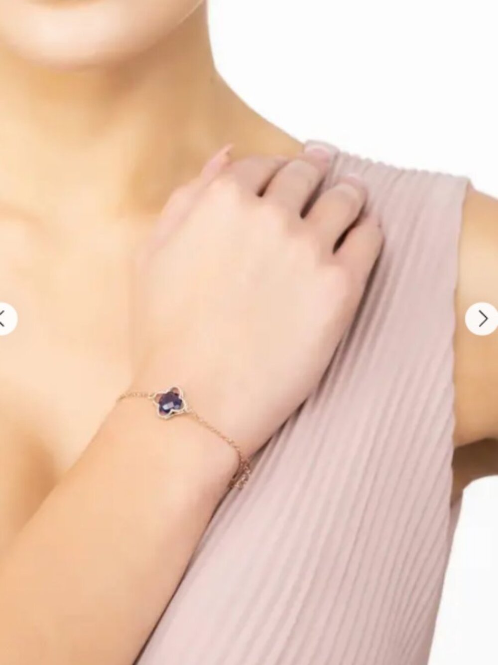 NWB Open Clover Flower Gemstone Bracelet Rosegold Amethyst LATELITA